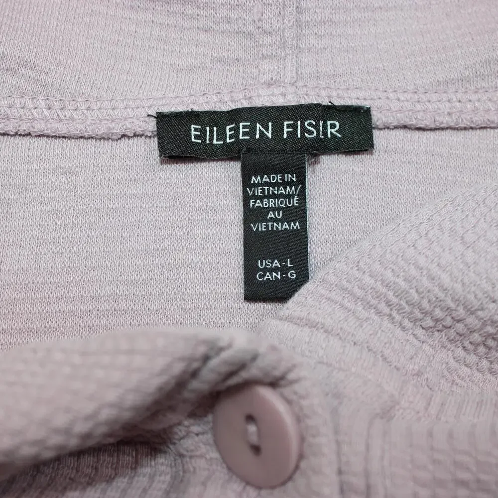 Eileen Fisher Hoodie Jogger Pants Set Women Large Purple Waffle Knit Loungewear